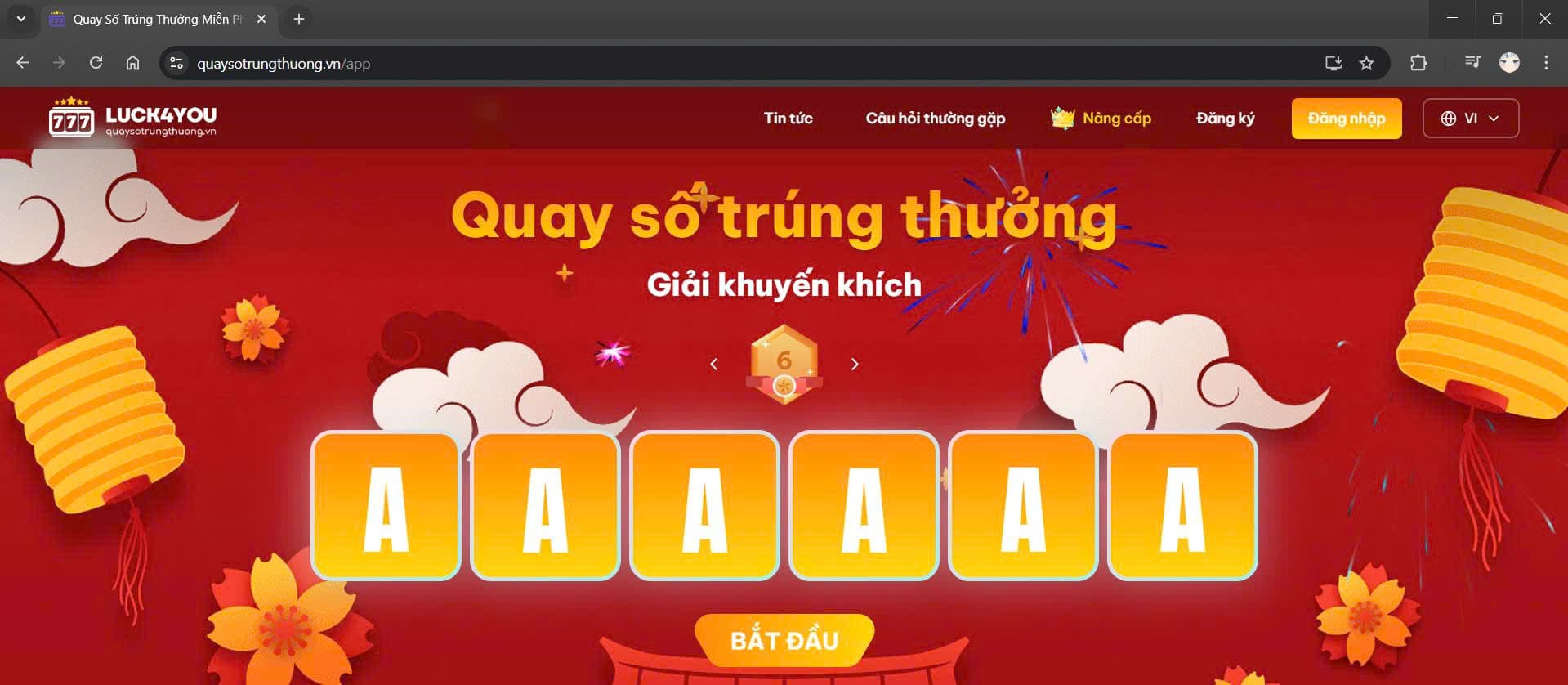 Mở trang Luck4You trên trình duyệt mặc định