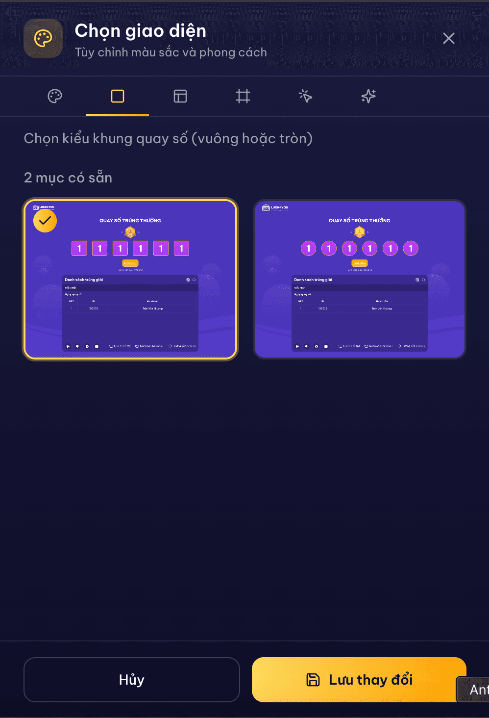 2 kiểu khung số: Vuông và Tròn
