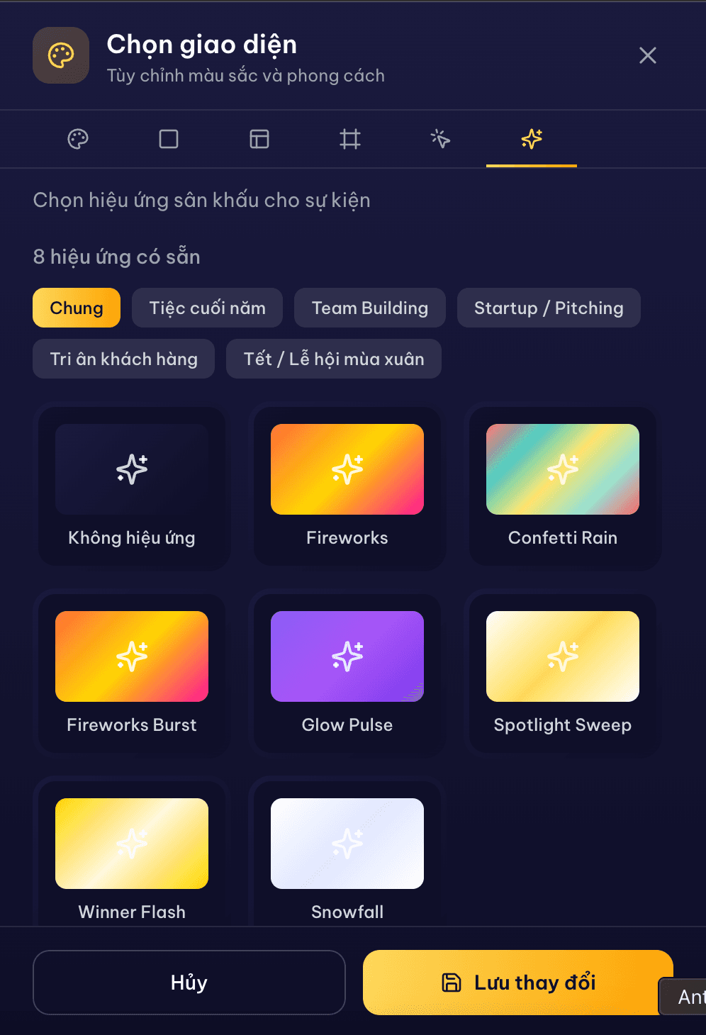 8 hiệu ứng cards - Fireworks, Confetti, Glow Pulse