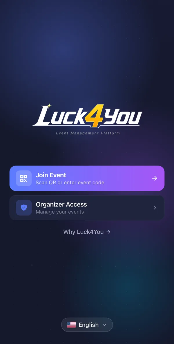 Luck4You Event 앱 첫 화면