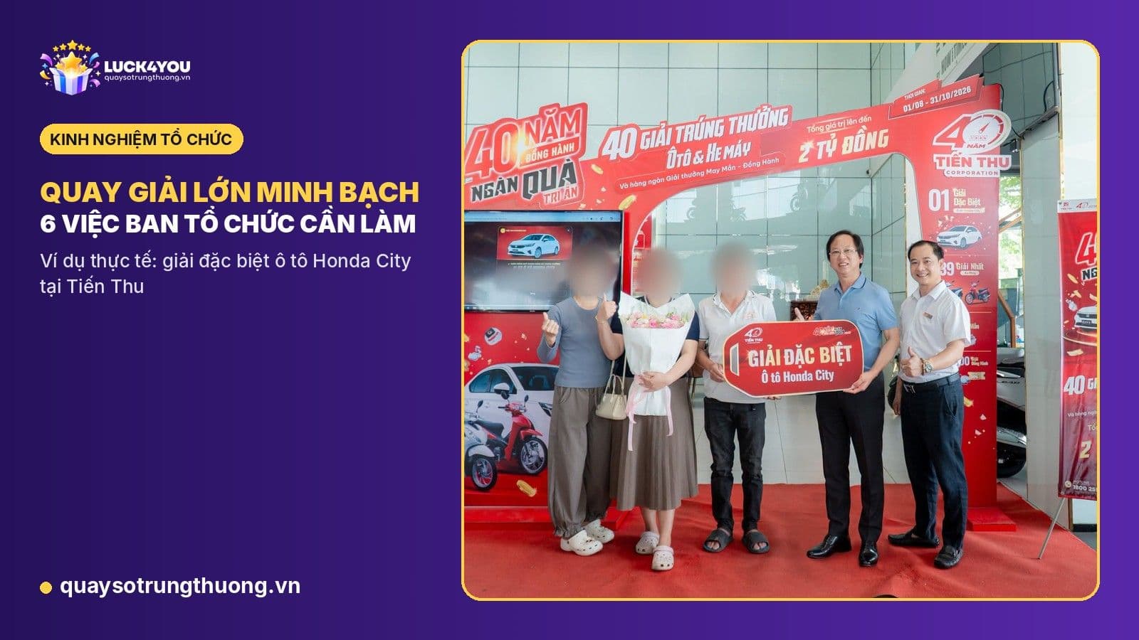 Trao giải đặc biệt ô tô Honda City tại showroom Tiến Thu, minh hoạ quay giải lớn minh bạch